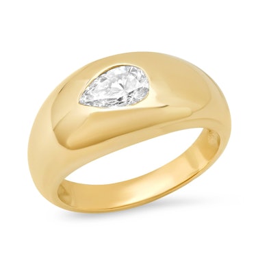 Sigward Jewelry 14K Yellow Gold Pear Shaped Diamond Gypsy Ring 