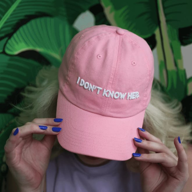 "I Don't Know Her" Pink Dad Hat