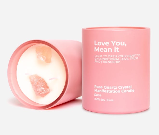 Love You, Mean It - Rose Quartz Crystal Manifestation Candle