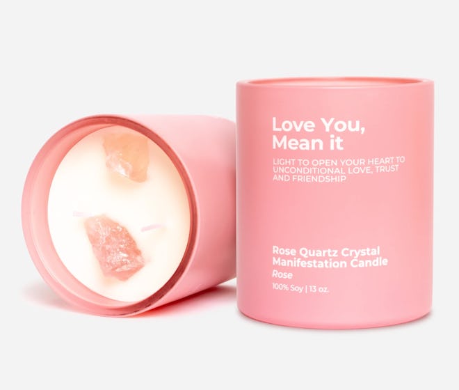 Love You, Mean It - Rose Quartz Crystal Manifestation Candle