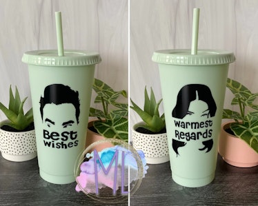 This reusable cold cup is a great option for 'Schitt's Creek' merchandise on Etsy.