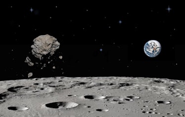 An artist's interpretation of the asteroid being ejected from the Moon.