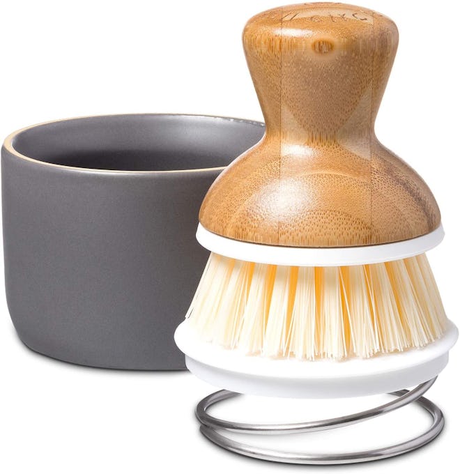 Full Circle Bubble Up Ceramic Soap Dispenser & Bamboo Dish Brush