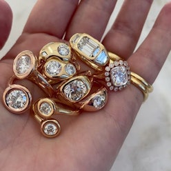 Yellow Gold and Diamond Chunky Engagement Rings by Brent Neale
