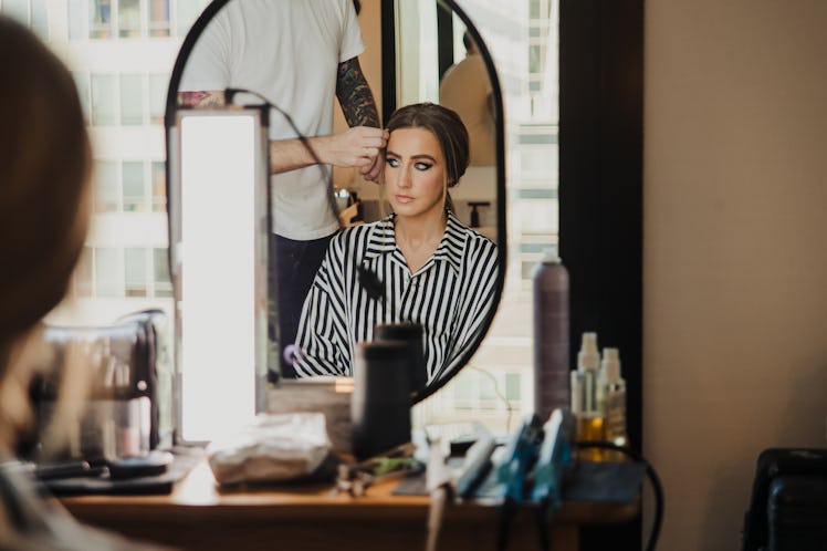 Ingrid getting her hair done