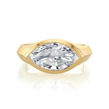 Lizzie Mandler Marquise White Diamond Engagement Ring