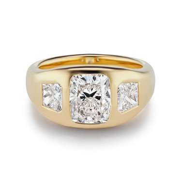 Brent Neale Yellow Gold and 3-Stone Diamond Chunky Engagement Ring