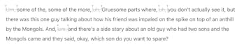 A section of a Descript transcript with uhs and ums automatically removed.