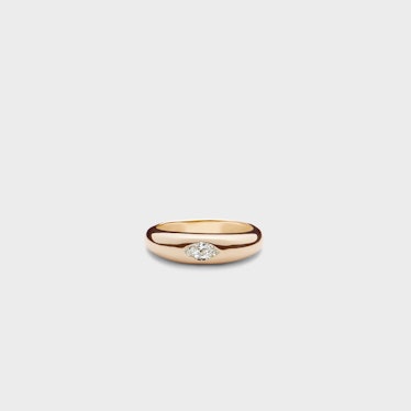 The Clear Cut 14K Gold Ring With A Marquise Shaped Diamond