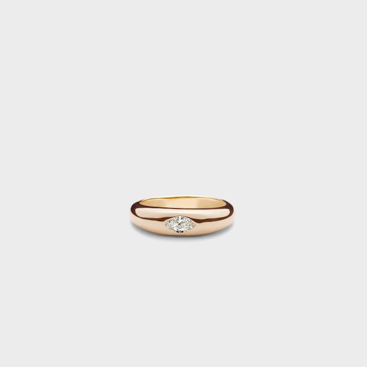 The Clear Cut 14K Gold Ring With A Marquise Shaped Diamond