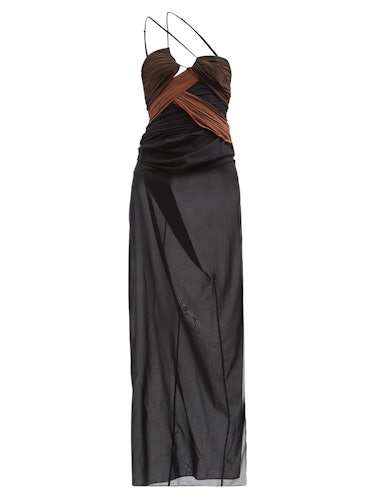 Draped chiffon maxi dress from Nensi Dojaka, available to shop on MATCHESFASHION.