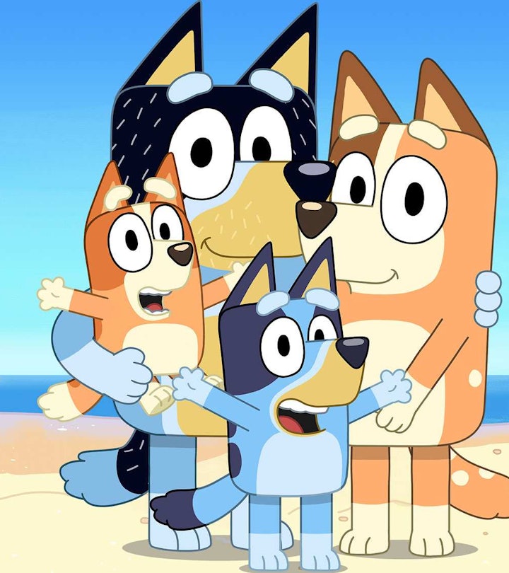 A collection of children's shows like 'Bluey' 