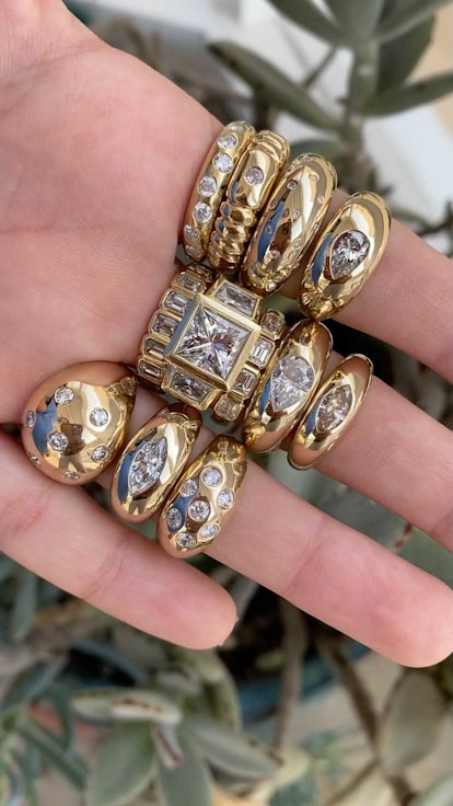 Stacks of chunky diamond engagement rings by Sigward Jewelry. 