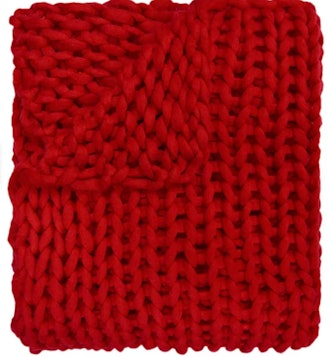 Red Chunky Knit Throw, 40" x 50"