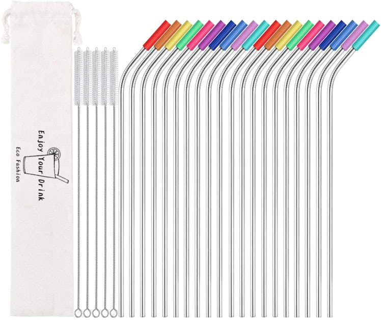 MUTNITT Reusable Stainless Steel Straws (20-Pack)