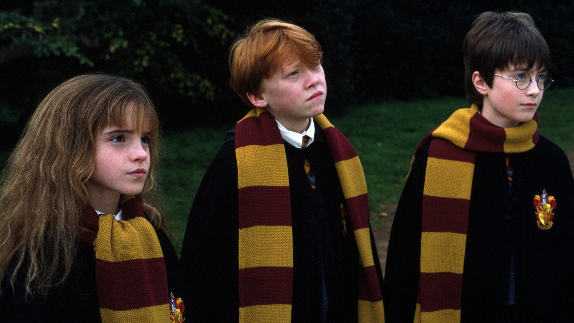 Emma Watson, Rupert Grint, and Daniel Radcliffe in &lsquo;Harry Potter and the Sorcerer&rsquo;s Stone.'