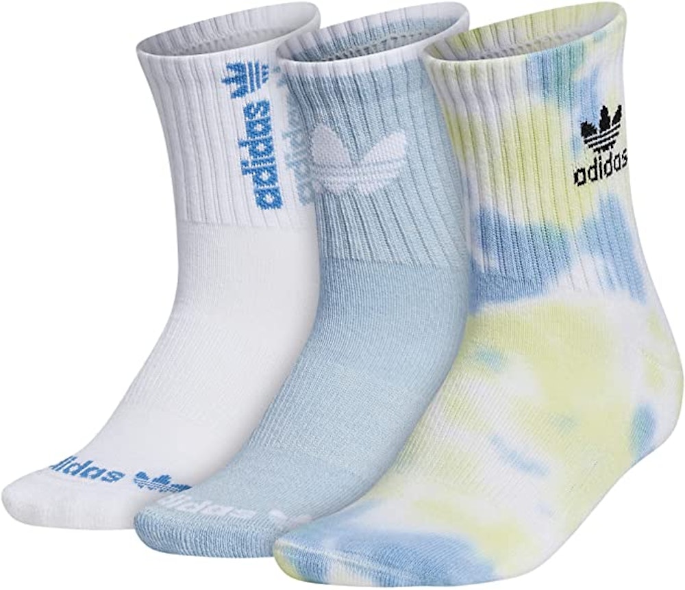 adidas Originals 3 Pack Color Wash Quarter Socks in Blue