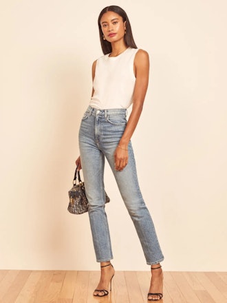 Reformation's Liza Ultra High Rise Straight Jeans. 