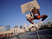 man playing basketball