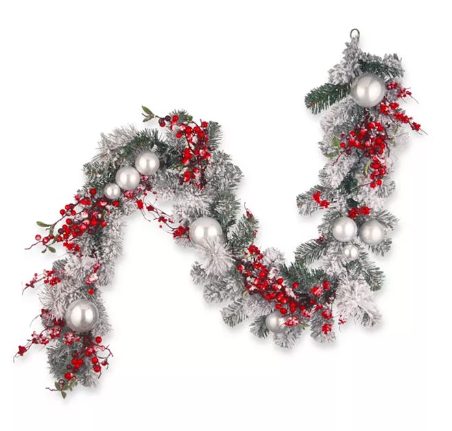 6' Garland with Red and White Ornaments
