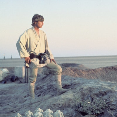 Mark Hamill on the set of Star Wars: Episode IV - A New Hope