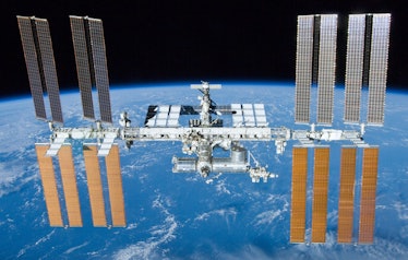 The International Space Station, including the six planned solar arrays.