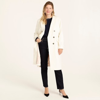 Plus Size Double-Breasted Topcoat in Italian Wool-Cashmere