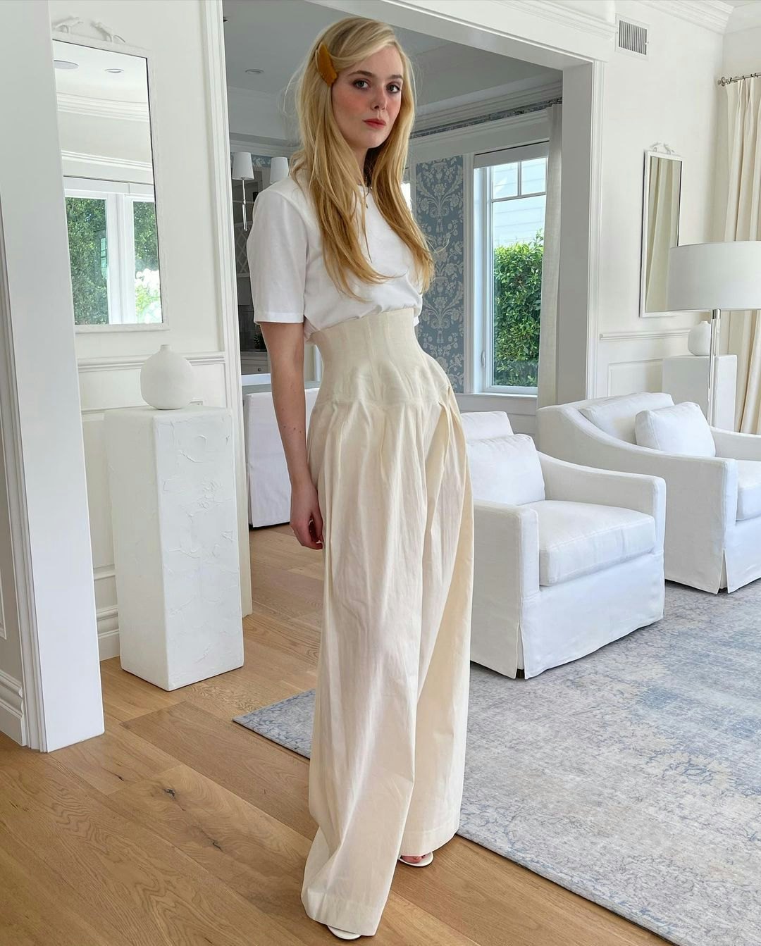 Elle Fanning Pairs Some Campy Heels with a Chic Outfit From The Row
