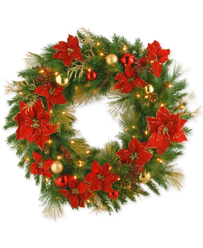 36" Decorative Collection Home Spun Wreath with 100 Clear Lights