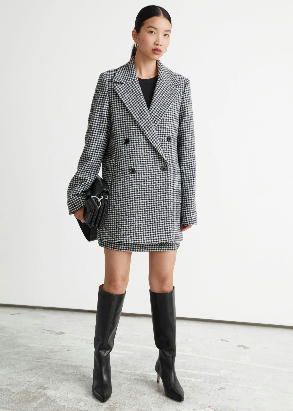 Boxy Houndstooth Blazer