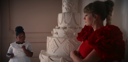 Taylor Swift hair in music video still for I Bet You Think About Me