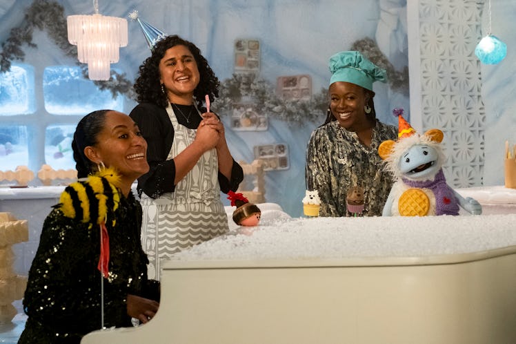 Tracee Ellis Ross, Samin Nasrat, and Lyric Lewis in the Waffles + Mochi holiday special