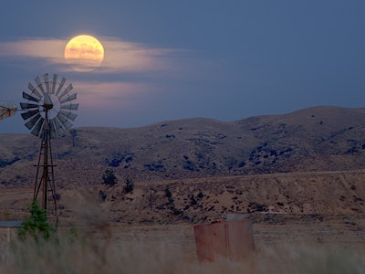 A full Moon rises over California's Antelope Valley in July 2021.