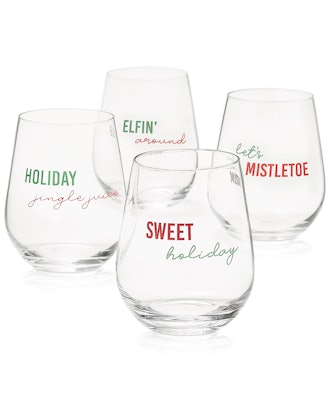 Holiday Stemless Wine Glasses