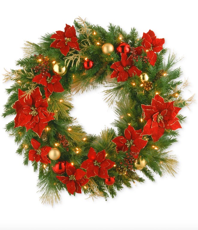 36" Decorative Collection Home Spun Wreath With 100 Clear Lights
