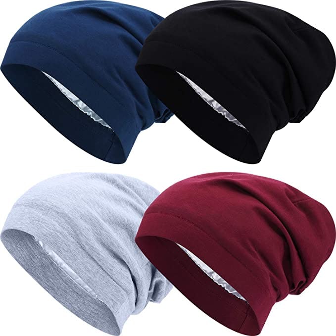 SATINIOR Satin Lined Sleep Cap (4-Pack)