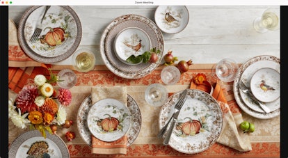 Bring the themed table to your Zoom meeting with this Thanksgiving background.