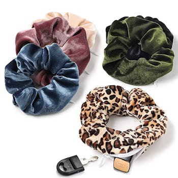 Velvet Pocket Scrunchies with Zipper Stash