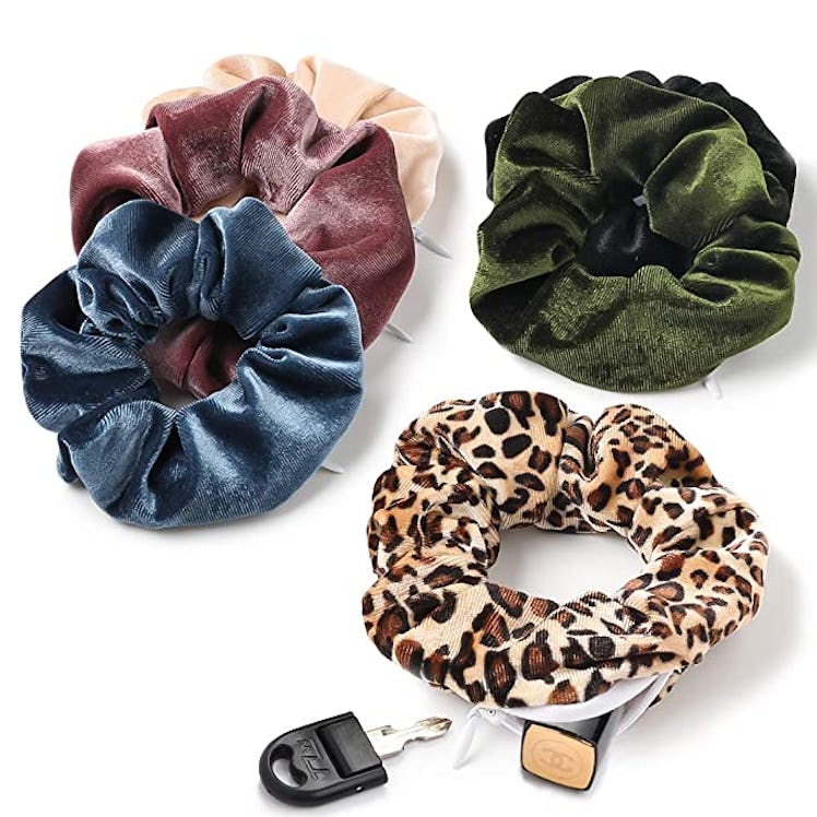 Velvet Pocket Scrunchies with Zipper Stash