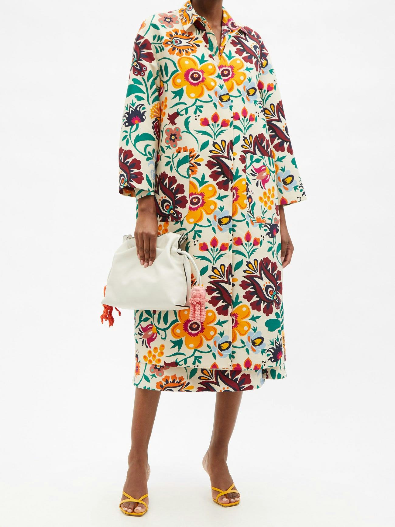 La DoubleJ Topper Selva-Print Wool-Blend Cady Opera Coat