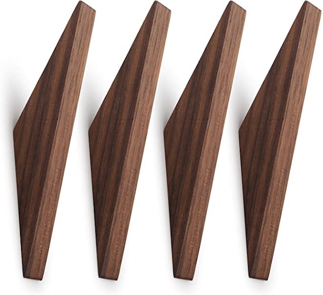 YANGQIHOME Minimalist Wooden Coat Hooks (4-Pack)