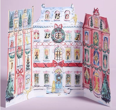 an illustrated foldout christmas calendar