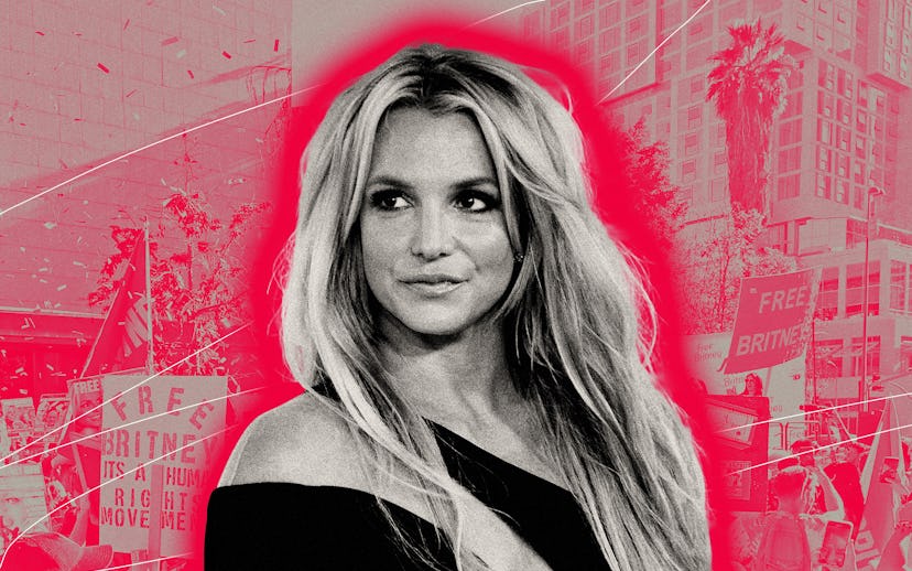 Britney Spears in a black dress collage