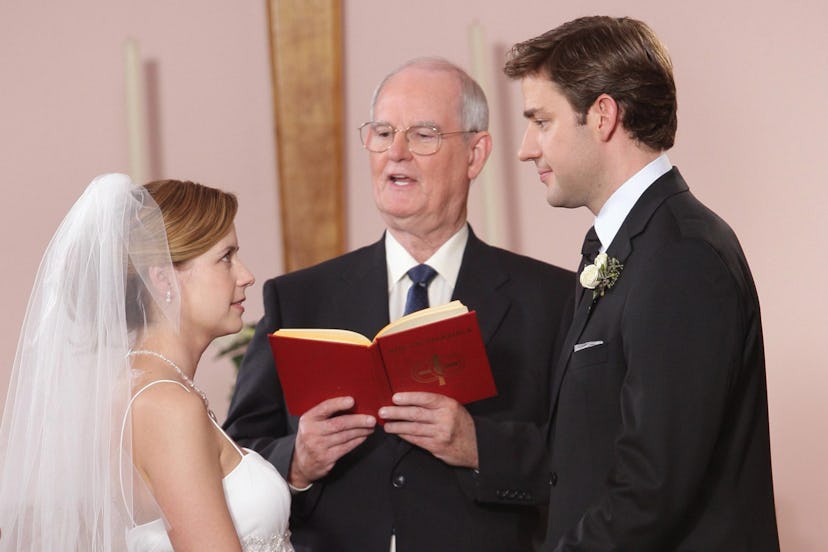 A still from 'The Office' episode in which Jim and Pam get married.