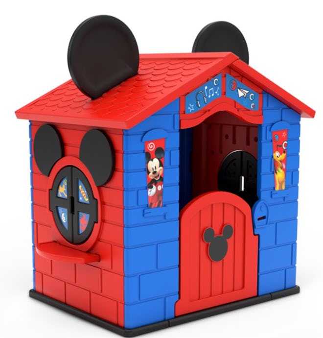 Image of an indoor/outdoor Mickey Mouse-themed playhouse for kids.