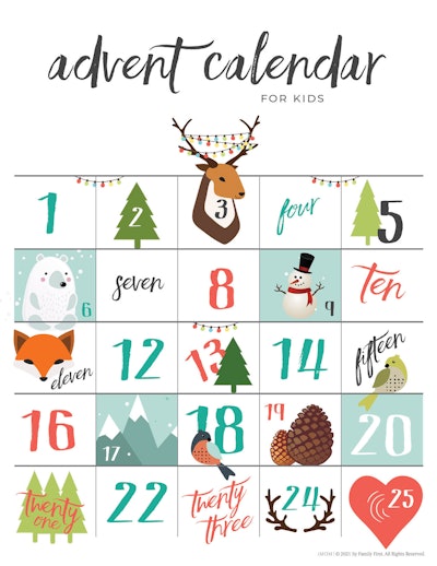 printable christmas advent calendar