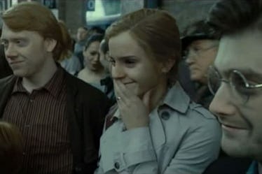 Daniel Radcliffe, Rupert Grint, and Emma Watson in the final Harry Potter film