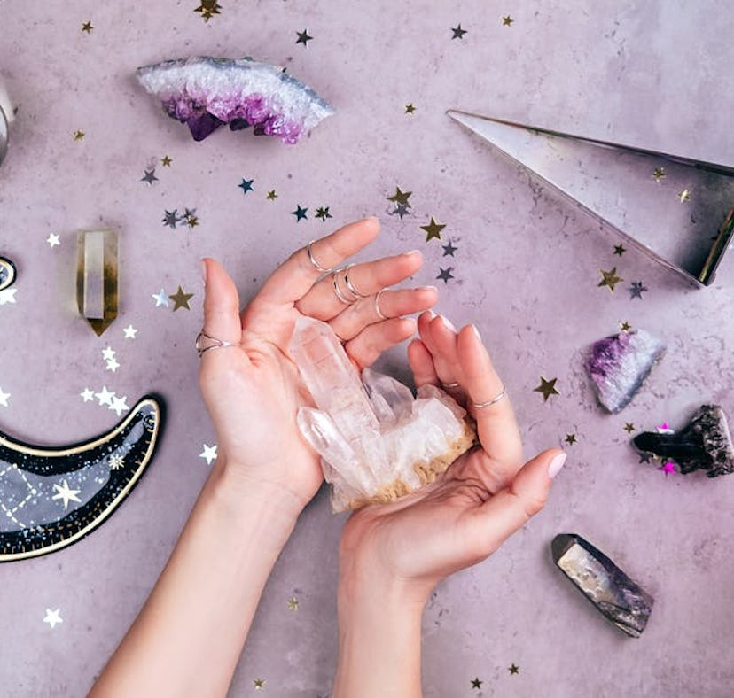 Magic set for rituals with crystals to show the best gifts for witches.