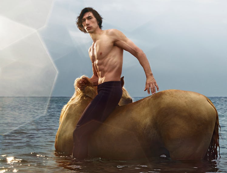 Adam Driver topless on a horse for his Burberry Hero Ad