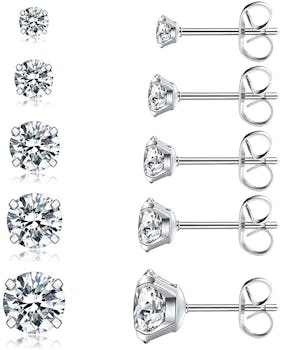 Wssxc Cubic Zirconia Stud Earring Set (5 Pairs)